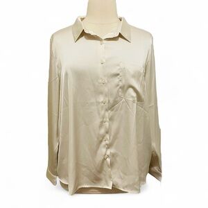 NWT Skies Are Blue Satin Cream Blouse 2XL